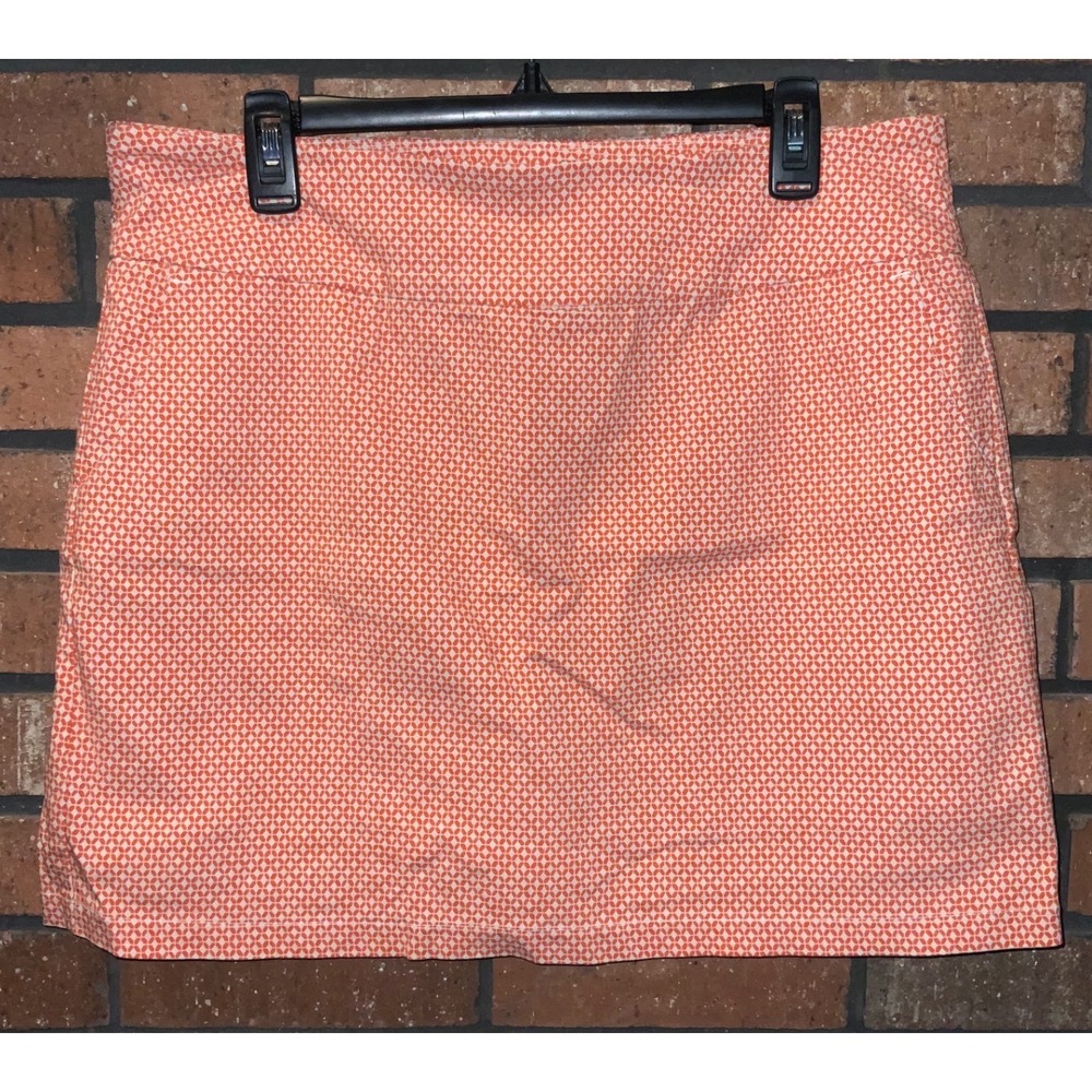 D.F.A. New York Womens Orange Geometric Print Skort Side Zip Size 14